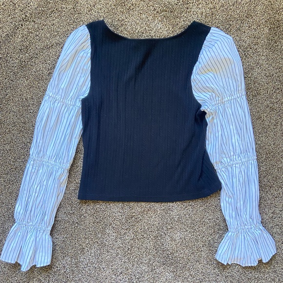 HUTCH Anthropologie $138 Mixed Media Cinched Sleeve Top Size Medium - Picture 6 of 6